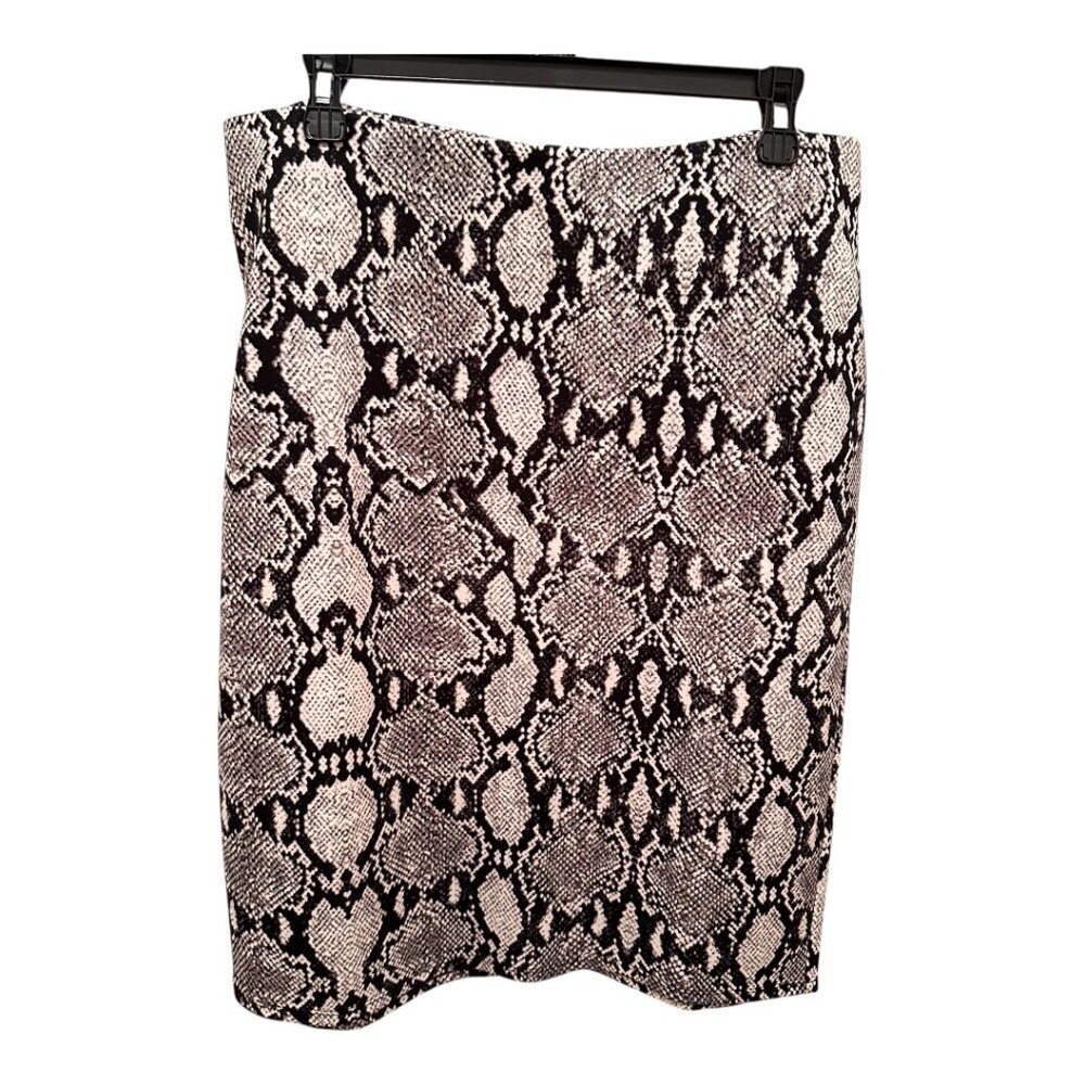 Black & White Snakeskin Print Skirt - L